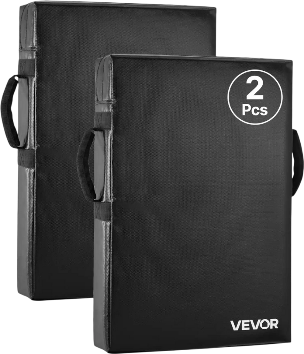 VEVOR Football Blocking Dummy, 24x16 in Blocking Pads, Kick Shield Pad with Handles, High-Density Sponge Tackle Dummies, Heavy Duty Training Equipment for Basketball Hockey Lacrosse, Black, 2PCS