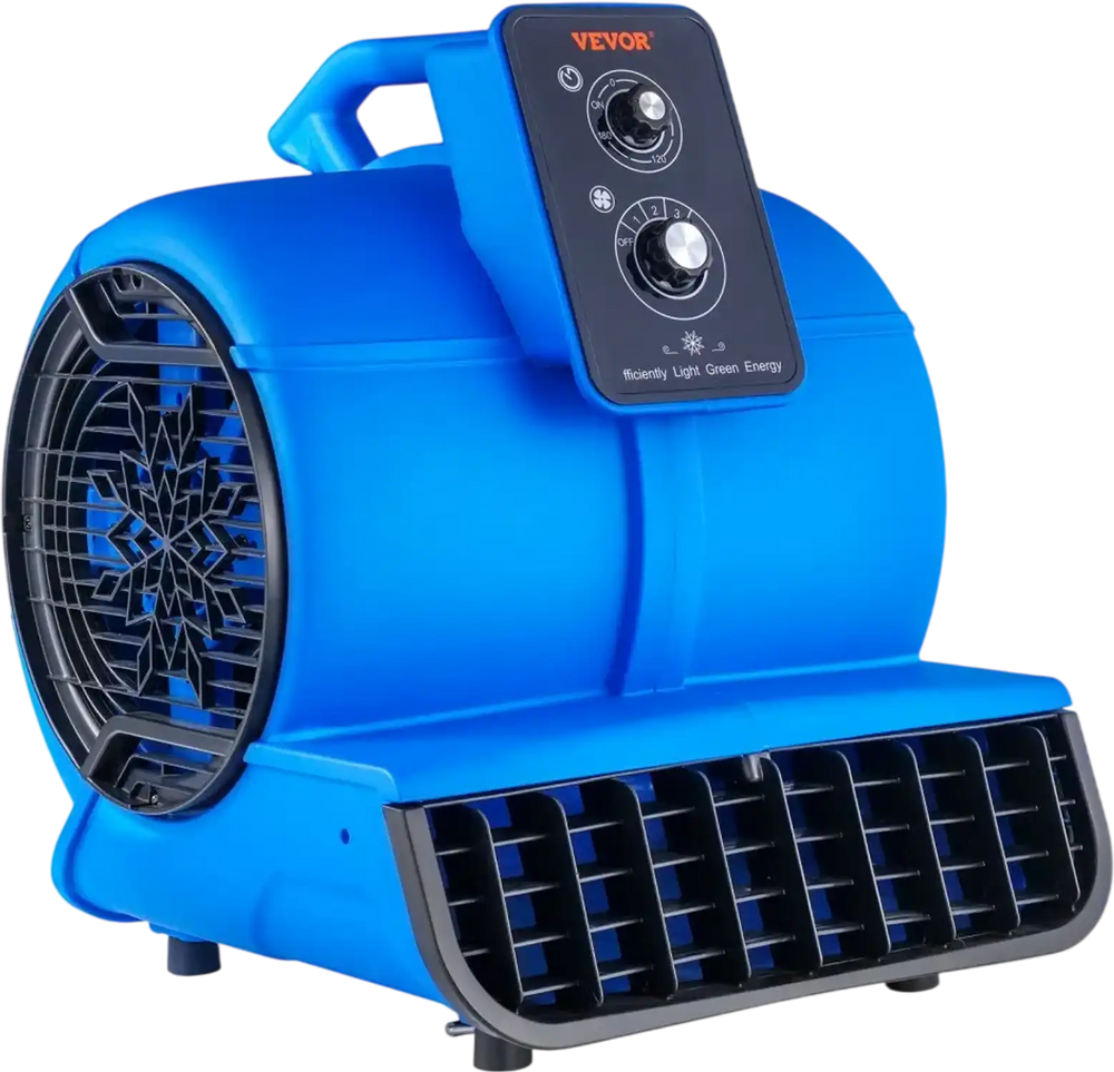 VEVOR Floor Blower, 1/2 HP, 2600 CFM Air Mover for Drying and Cooling, Portable Carpet Dryer Fan with 4 Blowing Angles and Time Function, for Janitorial, Home, Commercial, Industrail Use, ETL Listed