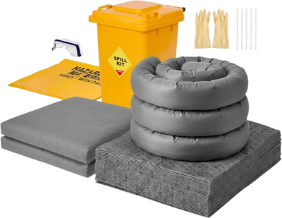 Vevor Spill Absorbent Kit Oil & Water Complete Universal 20 Gallon Wheeled Drum New