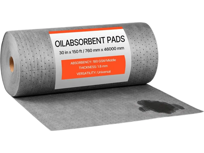 VEVOR Oil & Water Absorbent Pads, 30 in x 150 ft 1-Roll, Medium-Duty Spill Absorbing Pads, Universal for Gasoline, Engine, Oil, Water, Coolant, Durable PP Spill Control Mats for Garage Workshop