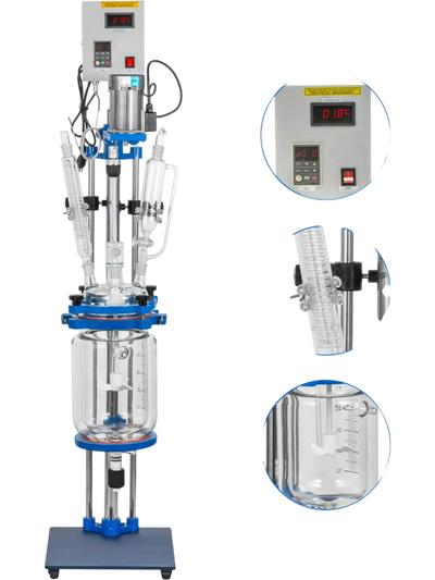 Vevor Jacketed Reactor 5L Laboratory Glass Reaction Vessel New