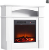 VEVOR 33 inch Freestanding Fireplaces, 1500W 5120BTU Fake Electric Fireplace Stove Heater with Mantel, Overheating Protection, Adjustable Flames,Timer, Remote, for Living Room,Bedroom,White
