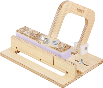 VEVOR Soap Cutter, 0-2 inch Adjustable Thickness, Wood Soap Slicer with Stainless Steel Adjustable Wire Tension, with Extra Wires, Multi Handmade Cutter for Candles, DIY Making Cutting Tool