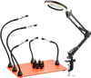 VEVOR Magnetic Helping Hands Soldering Station, 2-In-1 Third Hand Soldering Tool - 3X LED Magnifying Lamp & 5 Flexible Arms, 6 PCB Holders, Heavy-Duty Base Station for Electronic Repair Craft Hobby