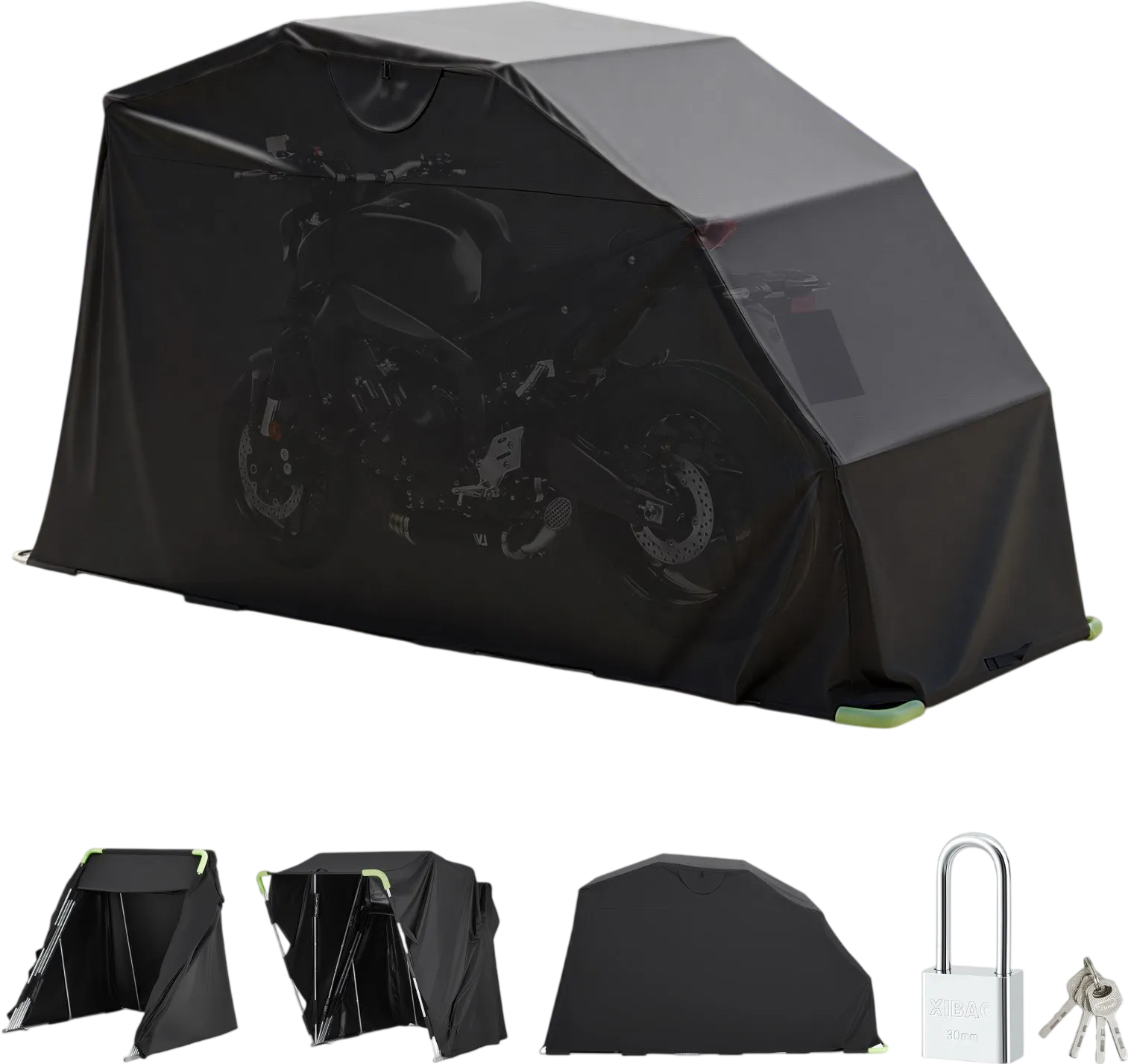 Vevor Motorcycle Storage Shelter 136 x 54 x 75 in. Flip-Up Tent with Security Lock New