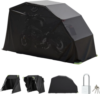 Vevor Motorcycle Storage Shelter 136 x 54 x 75 in. Flip-Up Tent with Security Lock New