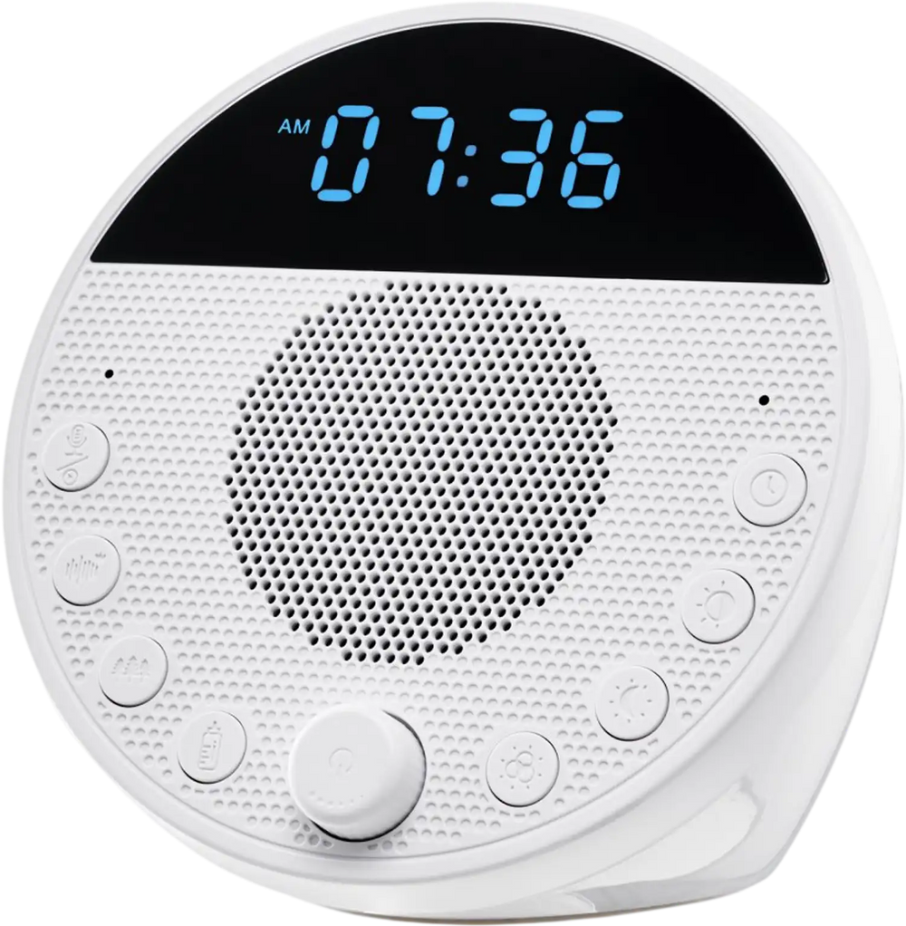 VEVOR Sound Machine, 18 Soothing Sleep Sounds, 7-Color Night Light, 6-in-1 White Noise Sound Machine with Dual Alarms, APP, Auto-Off Timer and Memory Function, for Baby, Adults, Home, Office & Travel