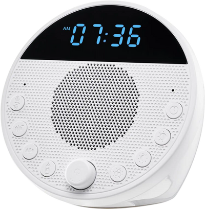 VEVOR Sound Machine, 18 Soothing Sleep Sounds, 7-Color Night Light, 6-in-1 White Noise Sound Machine with Dual Alarms, APP, Auto-Off Timer and Memory Function, for Baby, Adults, Home, Office & Travel