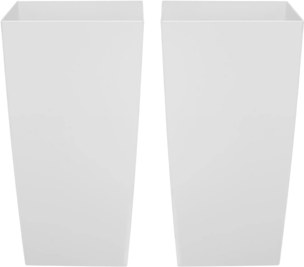 VEVOR Tall Planters Set of 2, 30 Inch Large Outdoor Taper Planters for Outdoor Indoor Plants, Front Porch Plastic Modern Flower Pots with Casters, Inner Pot & Drainage Holes for Patio, Garden, White