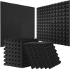 VEVOR Acoustic Foam Panels, 24 Pack 12 x 12 x 2 inches, Pyramid Soundproof Wall Panels,Fire-Resistant Acoustic Panels,Sound Dampening Absorbing Panels for Studio Wall and Ceiling,Black