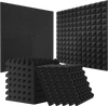 VEVOR Acoustic Foam Panels, 24 Pack 12 x 12 x 2 inches, Pyramid Soundproof Wall Panels,Fire-Resistant Acoustic Panels,Sound Dampening Absorbing Panels for Studio Wall and Ceiling,Black