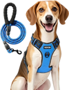VEVOR Dog Harness for Large Dogs, No Pull Adjustable Dog Vest Pet Harness, with 5ft Leash, Handle, Metal Rings, Buckles, Reflective Stitching 600D Oxford Fabric, for Training, Walking, and Hiking