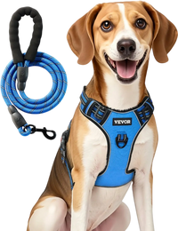 VEVOR Dog Harness for Large Dogs, No Pull Adjustable Dog Vest Pet Harness, with 5ft Leash, Handle, Metal Rings, Buckles, Reflective Stitching 600D Oxford Fabric, for Training, Walking, and Hiking