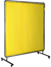 VEVOR Welding Screen with Frame 6\' x 6\', Welding Curtain with 4 Wheels, Welding Protection Screen Yellow Flame-Resistant Vinyl, Portable Light-Proof Professional