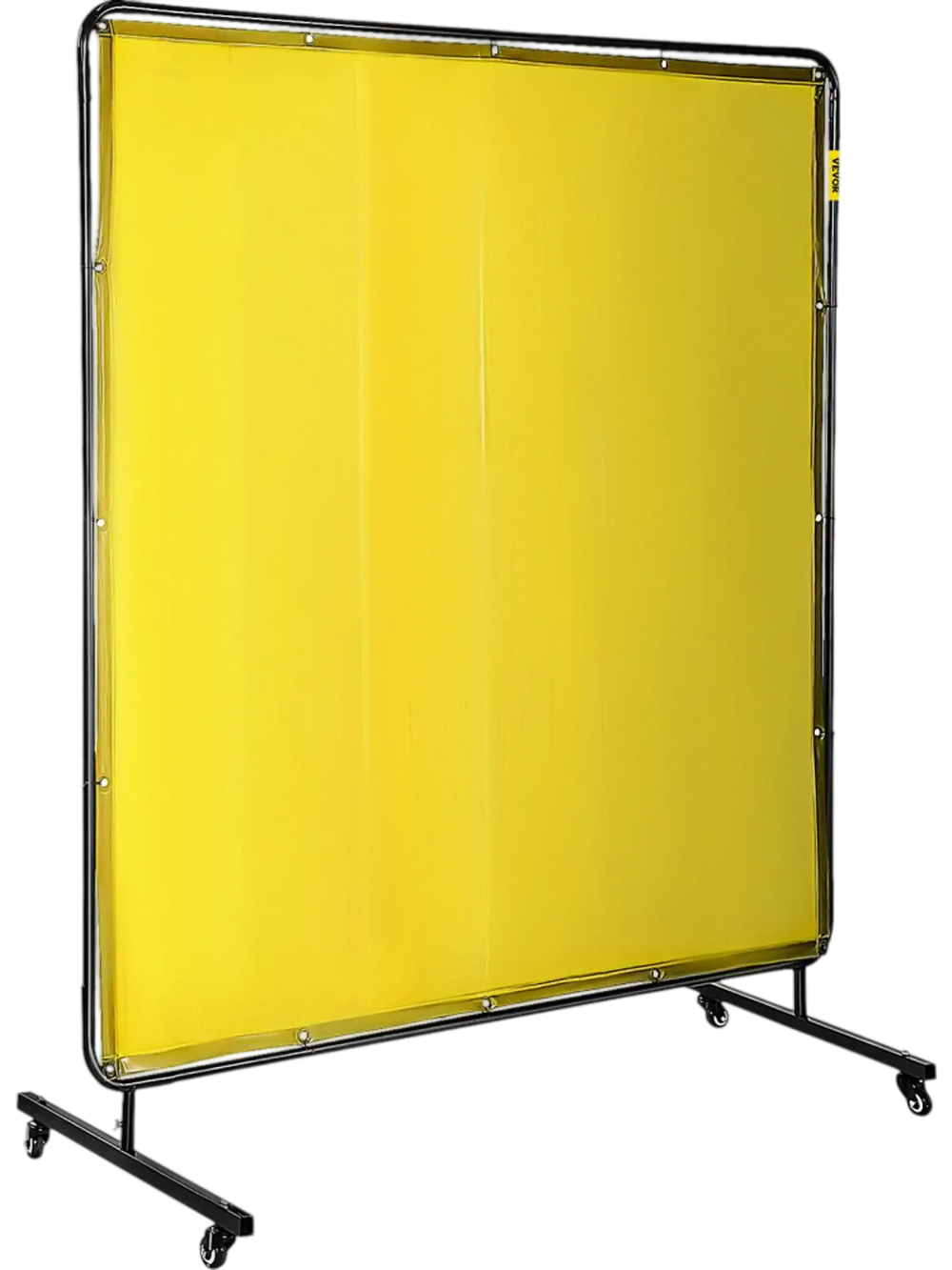 VEVOR Welding Screen with Frame 6\' x 6\', Welding Curtain with 4 Wheels, Welding Protection Screen Yellow Flame-Resistant Vinyl, Portable Light-Proof Professional