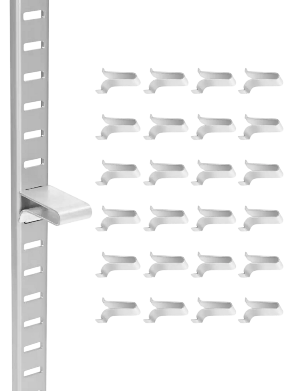 VEVOR Shelf Clips, 40 Pack, Adjustable Steel Pilaster Shelf Clips Support for Metal, Wood, Glass Shelves, Compatible with Wardrobes, Cabinets, Bookcases, Shoe Racks and Display Racks (Silver)