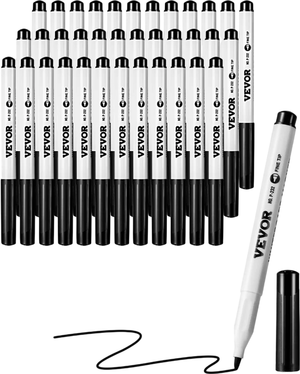 VEVOR Black Dry Erase Markers, 36 Pack Low-Odor Whiteboard Markers, Fine Point Whiteboard Markers, Easily Clean Dry Erase Markers Bulk for School Office Home