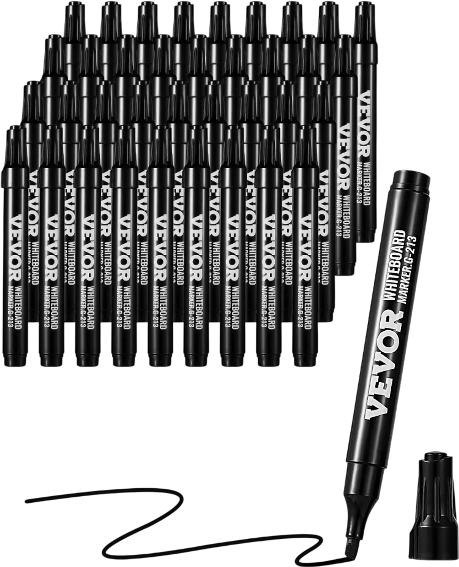 Vevor Dry Erase Markers 36-Pack Low-Odor Chisel Tip Black Whiteboard Markers New