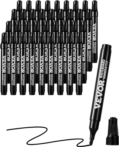 Vevor Dry Erase Markers 36-Pack Low-Odor Chisel Tip Black Whiteboard Markers New