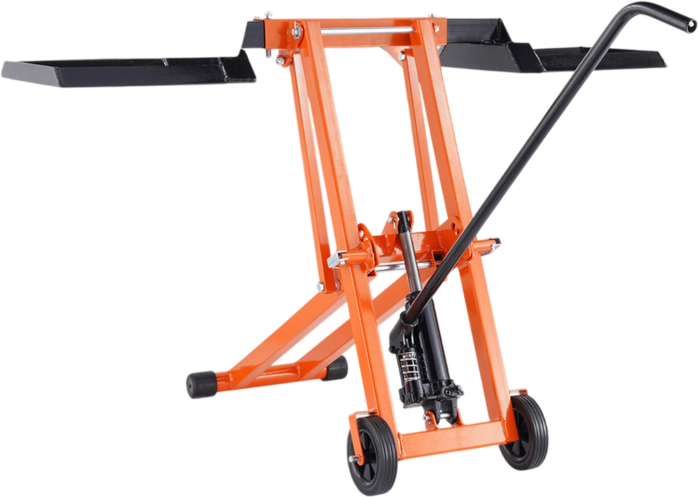 VEVOR Lawn Mower Lift with Hydraulic Jack, 500 Lbs Weight Capacity, Solid Carbon Steel Lawn Mower Lift, Adjustable Movable Lawn Lifter for Riding Tractors and Zero Turn Lawn Mowers, Orange