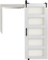 VEVOR Sliding Barn Door, 32 x 84 inch, High-Strength MDF Panel and Glass, Barn Door with Hardware Kit, Water-Proof PVC Surface, Easy to Install, H-Frame, Smoothly and Quietly Sliding for Living Room