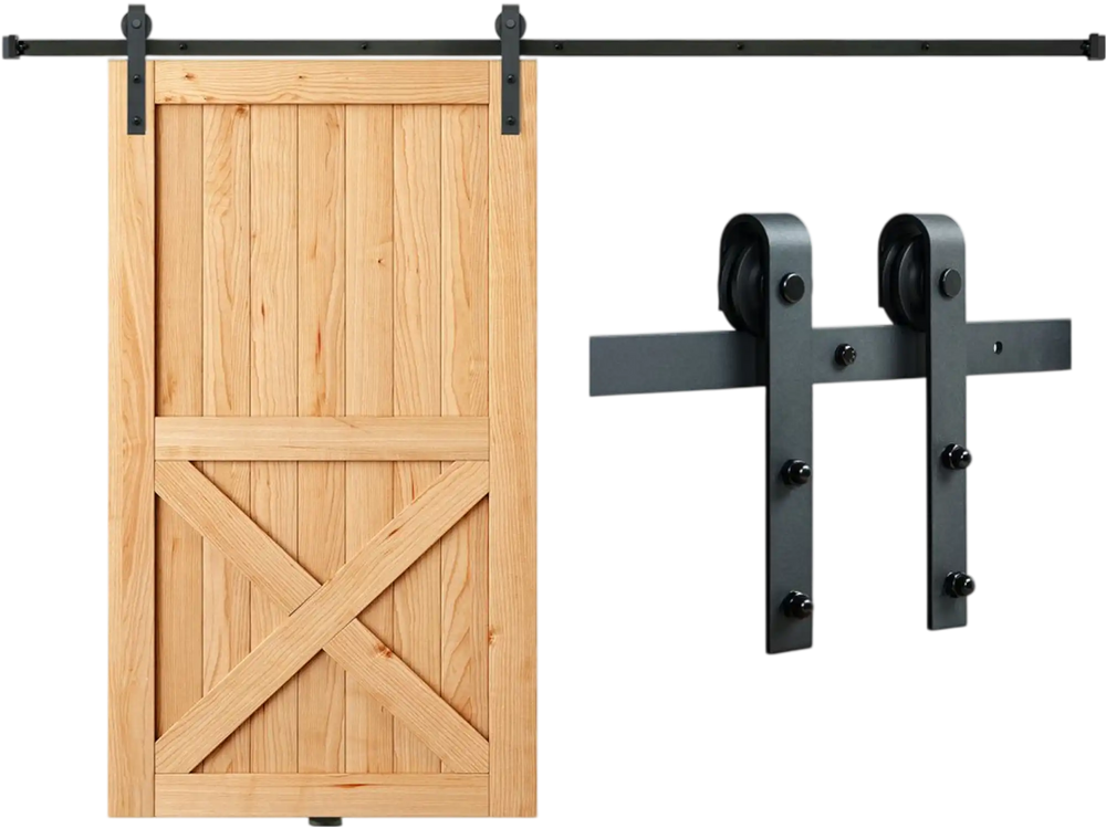 VEVOR 10FT Sliding Barn Door Hardware Kit, 330LBS Loading Heavy Duty Barn Door Track Kit for Single Door, Fit 4.6-5.2FT Wide and 1.3"-1.8" Thick Door Panel, with Smooth & Silent Pulley (J Shape)