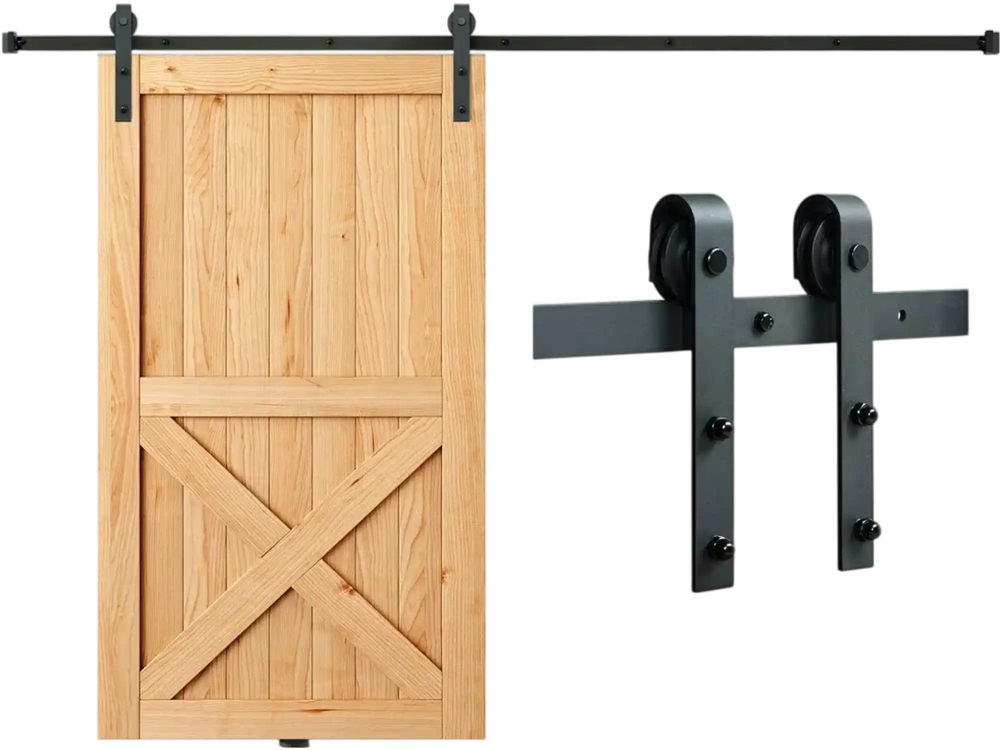 VEVOR 8FT Sliding Barn Door Hardware Kit, 330LBS Loading Heavy Duty Barn Door Track Kit for Single Door, Fit 3.7-4.3FT Wide and 1.3"-1.8" Thick Door Panel, with Smooth & Silent Pulley (J Shape)