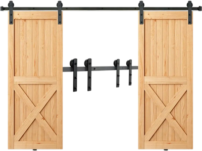Vevor Sliding Barn Door Hardware Kit 8' Double Door Heavy Duty I-Shape New