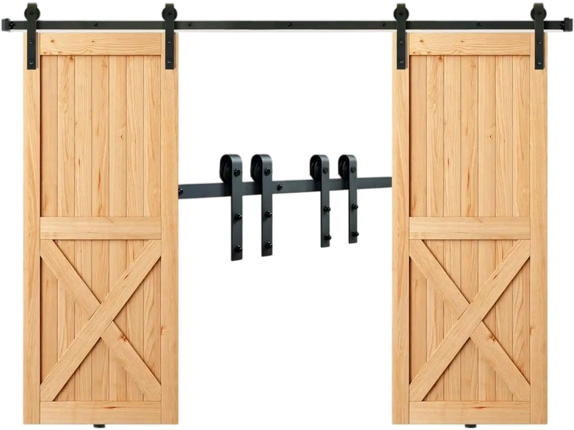 Vevor Barn Door Hardware Kit 8' Double Door Sliding Track J-Shape New