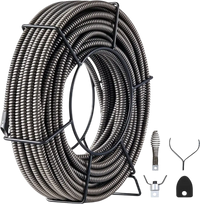 VEVOR Drain Cleaning Cable 100 Feet x 1/2 Inch Solid Core Cable Sewer Cable Drain Auger Cable Cleaner Snake Clog Pipe Drain Cleaning Cable Sewer Drain Auger Snake Pipe