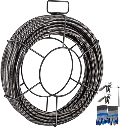 VEVOR Drain Cleaning Cable 50 Feet x 1/2 Inch Solid Core Cable Sewer Cable Drain Auger Cable Cleaner Snake Clog Pipe Drain Cleaning Cable Sewer Drain Auger Snake Pipe
