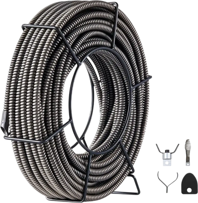 VEVOR Drain Cleaning Cable 75 Feet x 1/2 Inch Solid Core Cable Sewer Cable Drain Auger Cable Cleaner Snake Clog Pipe Drain Cleaning Cable Sewer Drain Auger Snake Pipe
