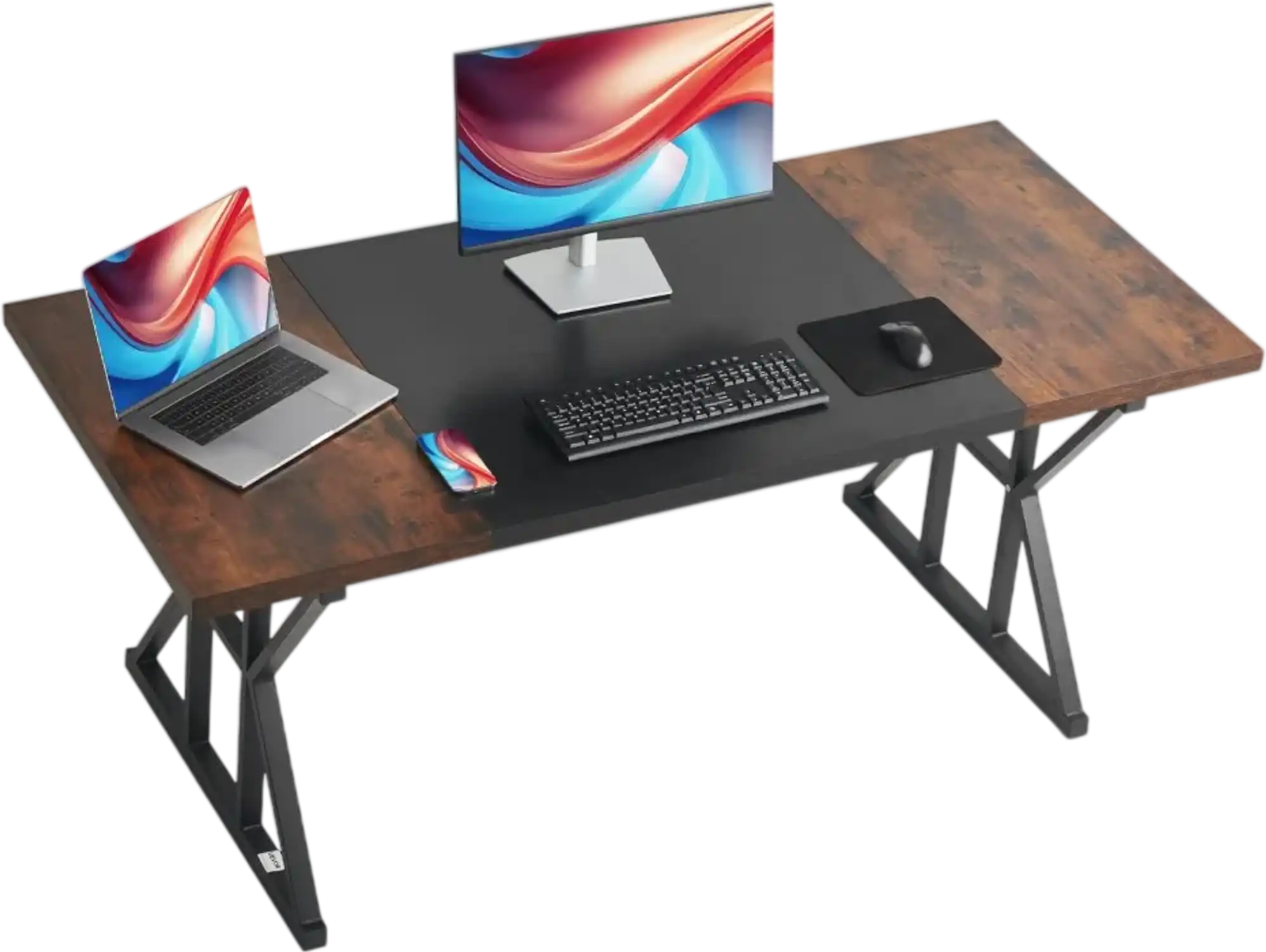 Vevor Executive Desk Rustic Brown and Black Home Office Computer Workstation New