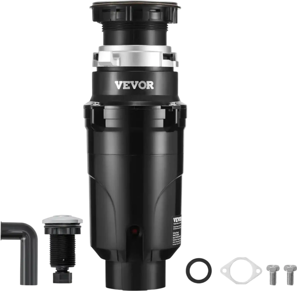 VEVOR Garbage Disposal, 1/2HP 3450RPM Continuous Feed Food Waste Disposer, EZ Connect Food Waste Grinding System with Power Cord & Splash Guard for Kitchen Sinks