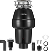 VEVOR Garbage Disposal, 1/2 HP 3450RPM Continuous Feed Food Waste Disposer, 3-Bolt Mount Food Waste Grinding System with Sound Reduction, Power Cord & Splash Guard for Kitchen Sinks