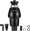VEVOR Garbage Disposal, 3/4HP 3250RPM Continuous Feed Food Waste Disposer, EZ Connect Food Waste Grinding System with Sound Reduction, Power Cord & Splash Guard for Kitchen Sinks