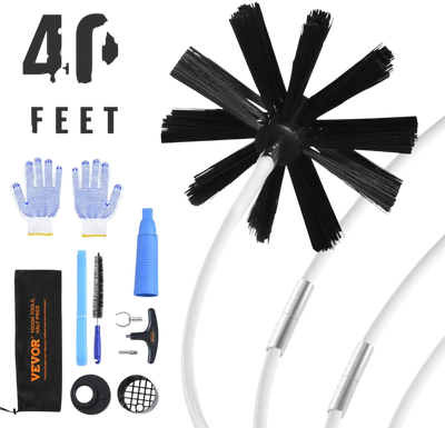 Vevor Dryer Vent Cleaner Kit 40' 29-Piece Duct Cleaning Brush Set New