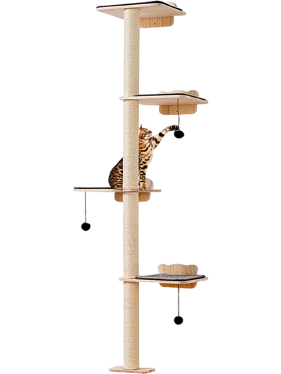 Vevor Cat Tree Wall-Mounted 4-Tier Floating Shelf Set New