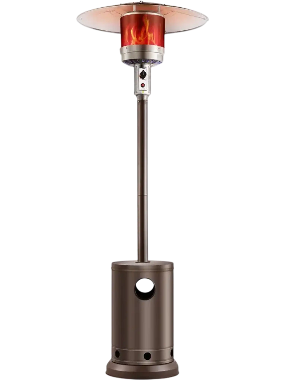 VEVOR Patio Heater for Outdoor Use, 50000BTU Propane Heater Tall Hammered With Round Table Design, Metal Burner and Wheels, Fixed Outdoor Patio Flame Heater for Patio, Party, Backyard, Garden, Bronze