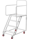 VEVOR 4-Step Rolling Warehouse Ladder, Industrial Alloy Steel Mobile Step Stair, with Handrails, Non-Slip Steps & Locking Wheels, 880LBS Capacity Heavy Duty Platform Ladder for Garage Library Factory
