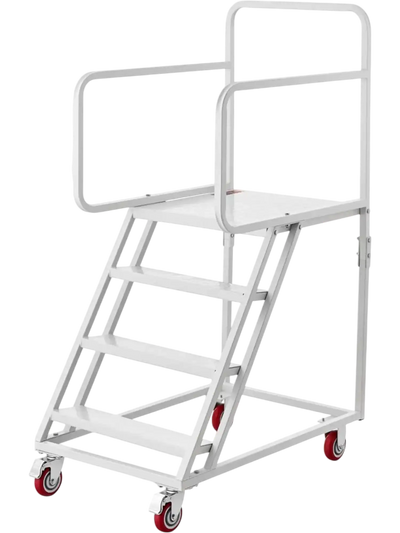 Vevor Rolling Warehouse Ladder 4-Step Mobile Step Stair with Handrails New