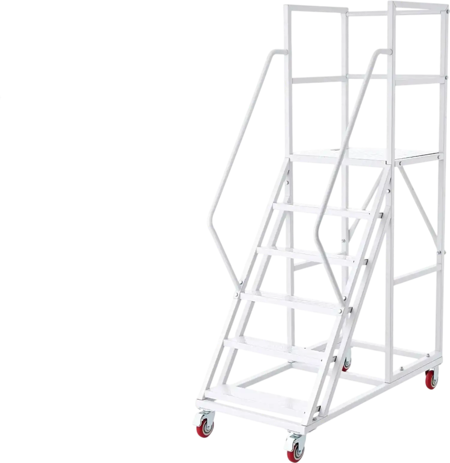 Vevor Warehouse Ladder 6-Step Rolling Mobile Platform Ladder New