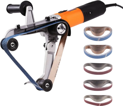 VEVOR Pipe Tube Polisher Sander, 1000W Pipe Belt Sander with 6 Variable Speeds 1100-3200rpm, Professional Belt Sander Grinding Machine with 50PCS Sanding Belts for Burnishing Finishing Rust Removal