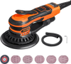 VEVOR Random Orbital Sander 6-Inch, 350W Brushless Orbital Sander, 10,000 PRM 6 Variable Speed Electric Palm Sander with 10PCS Sandpapers, Dust Connector & Hose for Woodworking Detailing Sanding