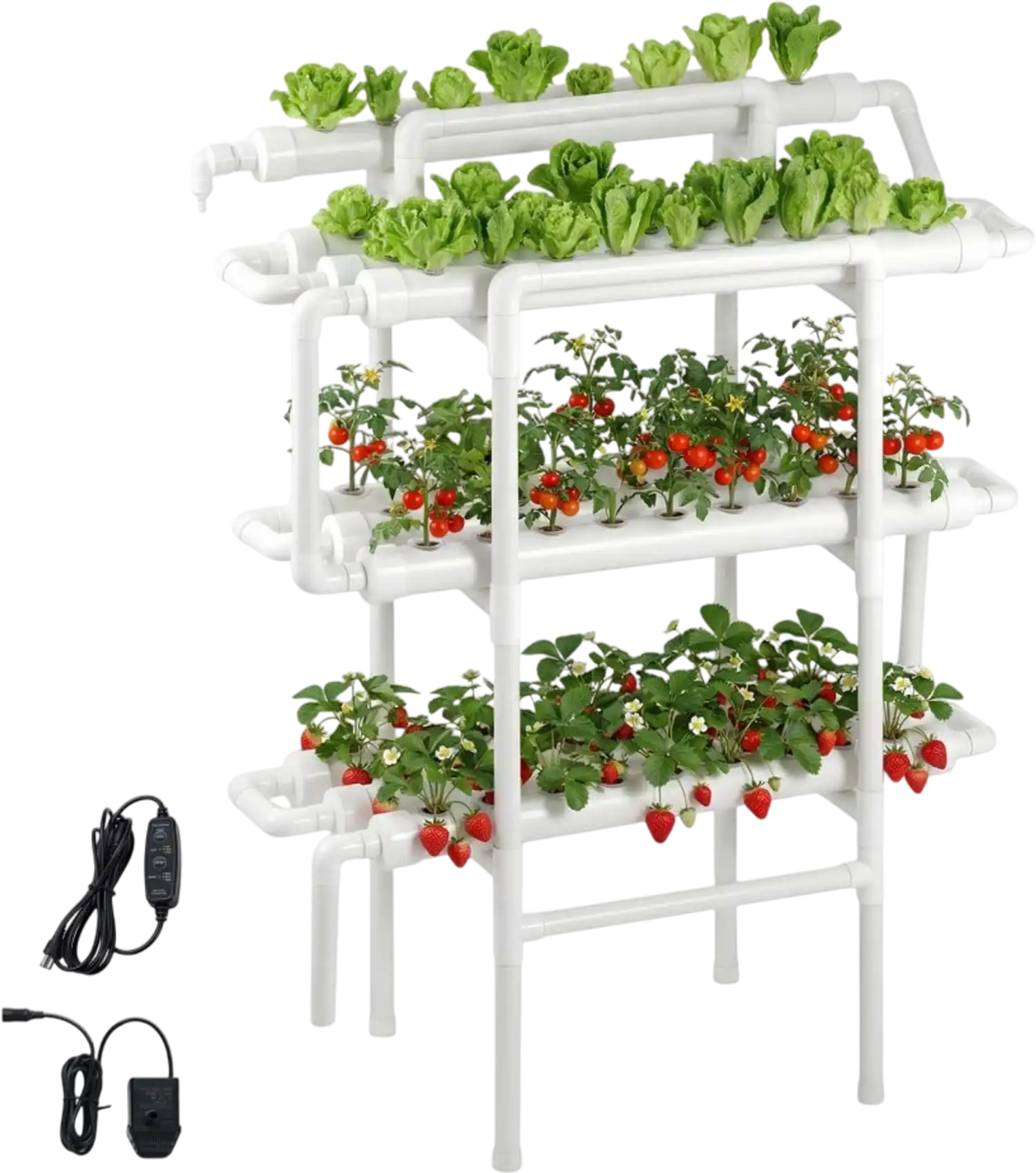 Vevor Hydroponic System Grow Kit 3-Tier 90-Site UPVC Pipe with Timed Irrigation New