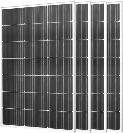 VEVOR 4PCS 100W Monocrystalline Solar Panels, 23% High-Efficiency Mono PV Module with Stable MC4 Output & Aluminum Frame, IP65 Waterproof Solar Panel for Car Boat RV Flat Rooftop Off-Grid Applications
