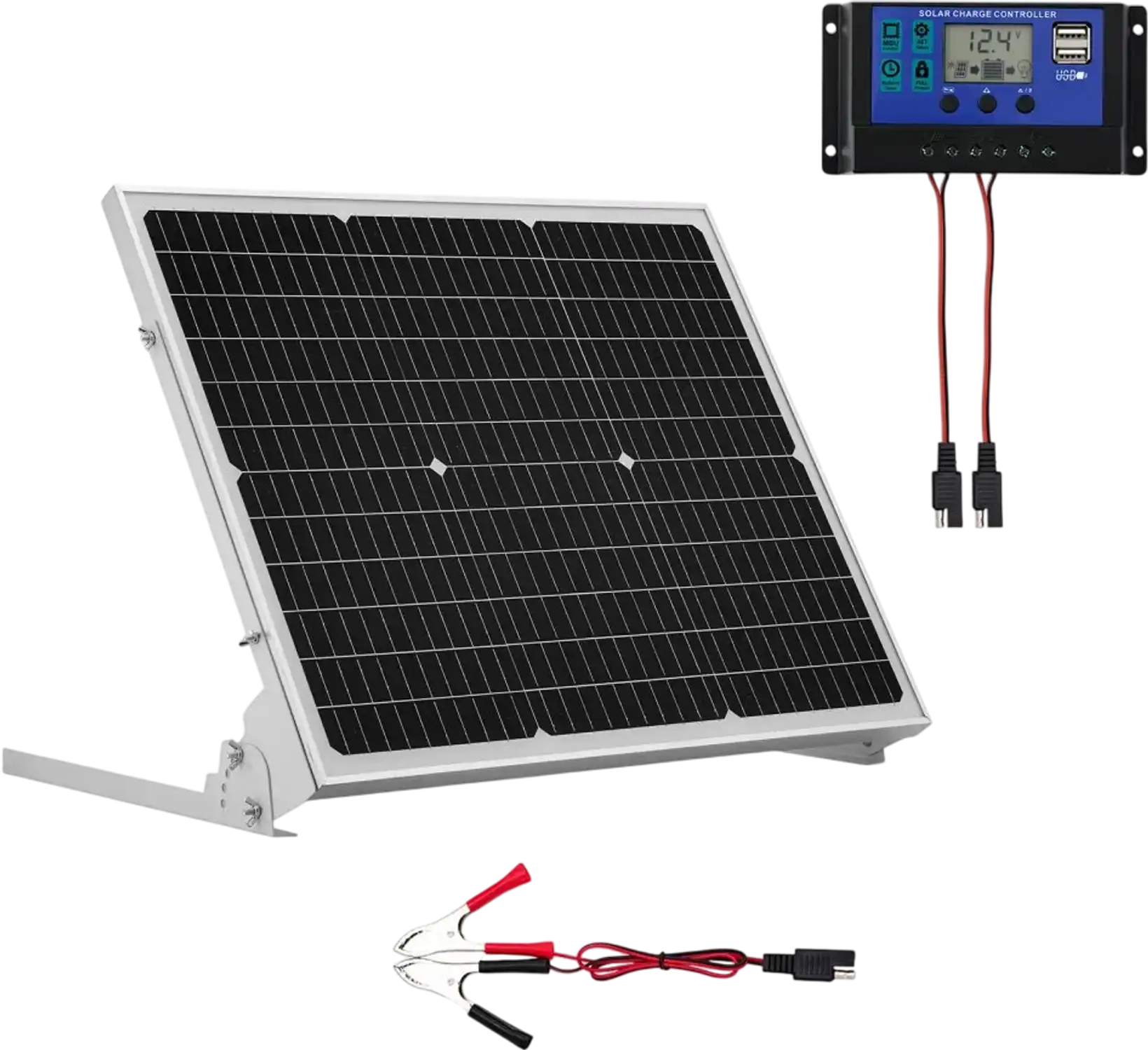 Vevor Solar Battery Trickle Charger 50W 12V MPPT Maintainer Kit New