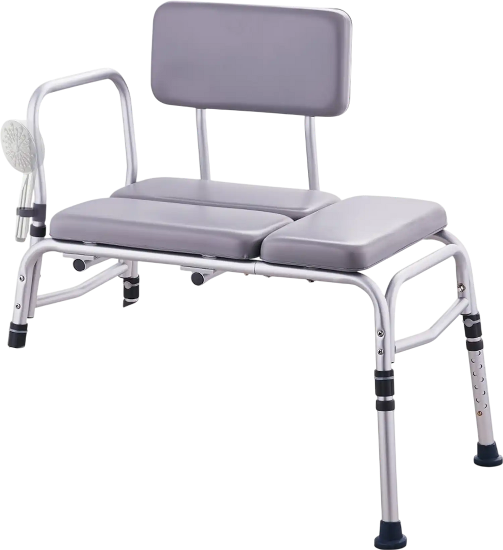 VEVOR Tub Transfer Bench for Bathtub 500lbs, Shower Seats for Adults, Lightweight Shower Bench for Elderly and Disabled with Padded Seat,  Non-Slip Bath Seats with Armrest and Reversible Backrest