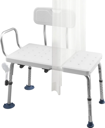 VEVOR Tub Transfer Bench for Bathtub, 400 lbs Capacity Heavy Duty Shower Chair with Arm, Backrest and Curtain Slot, Height Adjustable Shower Bench Bath Seat for Adults, Seniors, Elderly and Disabled