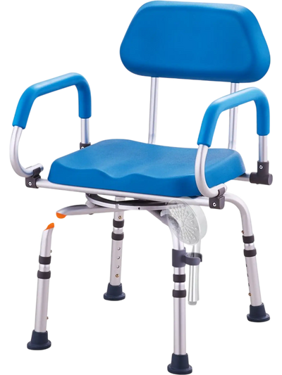 VEVOR Swivel Shower Chair 360 Degree, Adjustable Shower Seat with Pivoting Arms & Padded Bath Seat for Inside Shower or Tub, Non-Slip Rotating Bathtub Chair for Elderly Disabled, 300LBS Capacity